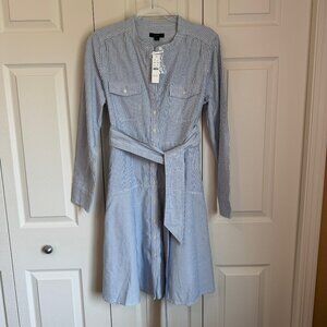 J. Crew Midi Dress, Size 10, Blue and White
